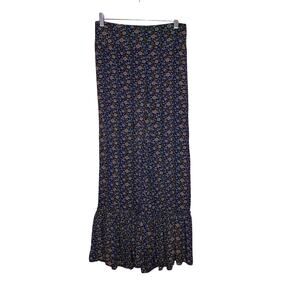 NATURAL LIFE Floral Wide Leg Pants - Blue and Orange